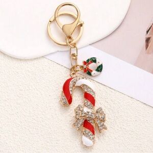 Christmas candy, cane, rhinestone bag, charm